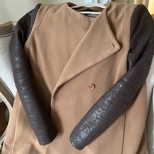 BCBG wool and leather a line coat